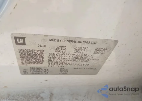 2018 Chevrolet Silverado 2500Hd Wt from USA, damaged, VIN 1GC1CUEG5JF211573